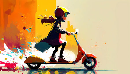 A small scooter with bright colorful background
. generative AIの素材