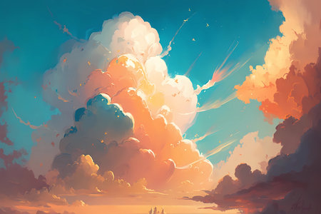 A sky filled with wispy clouds and a burst of sunlight
. generative AIの素材