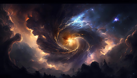 dark nebula, with swirling tendrils of gas
. generative AIの素材