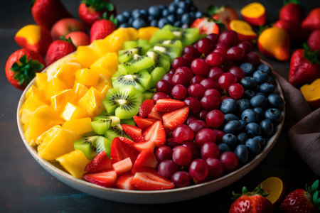 different colored fruits arranged
. generative AIの素材