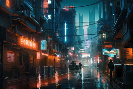 cyber punk city in the night after
. generative AIの素材