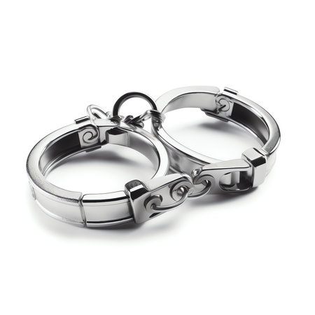 A pair of handcuffs, isolated on a white
. generative AIの素材