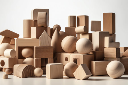 wooden blocks from toy house. generative AIの素材