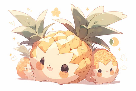A playful pineapple with a cute face
. generative AIの素材