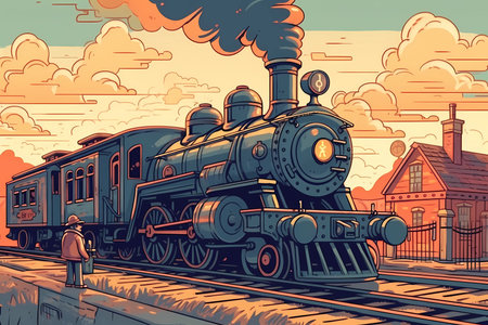 A train station with a steam engine
. generative AIの素材