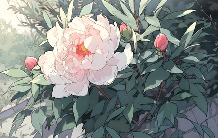 A peony, anime art style
. generative AIの素材