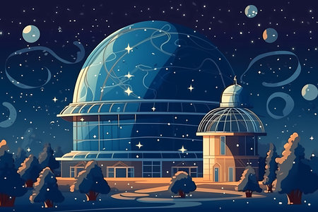 A planetarium with a starry sky and telescopes
. generative AIの素材