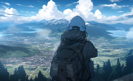 looking at a mountain range in the distance.jpg
. generative AIの素材