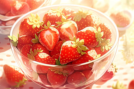 A bowl of fresh strawberries, close up image
. generative AIの素材