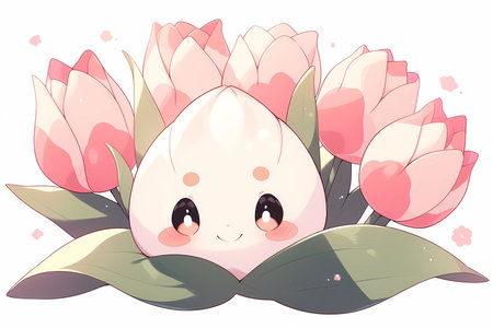 A cute face of a tulip, anime style
. generative AIの素材