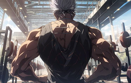 muscular back in the gym, anime style
. generative AIの素材