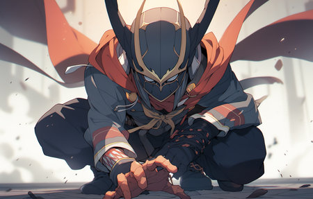 masked person take something, anime style.jpgの素材