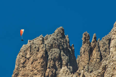 Paragliding onto the rocksの写真素材
