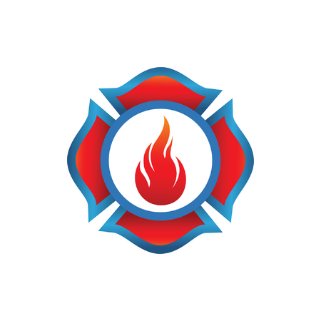 fire on shield logo vectorのイラスト素材