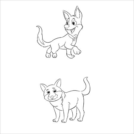 coloring page dog line art vectorのイラスト素材