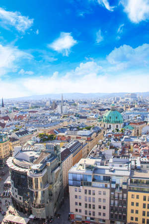 View of St. Peter's Cathedral from the observation deck Stephen's Cathedral in Vienna, Austriaの写真素材