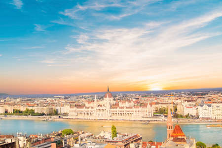 Beautiful view of the Hungarian Parliament on the Danube waterfront in Budapest, Hungaryのeditorial素材
