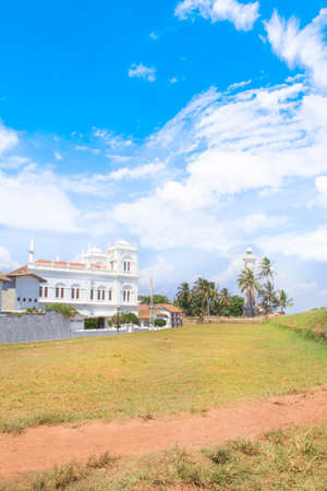 Beautiful view of the famous lighthouse in Fort Galle, Sri Lanka, on a sunny dayの写真素材