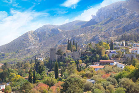 Beautiful view of the construction of the Bellapais Abbey in Kyrenia (Girne), Republic of Northern Cyprusの写真素材
