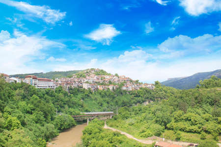 Beautiful view of the ancient fortress Tsarevets in the mountains, in Veliko Tirnovo, Bulgaria