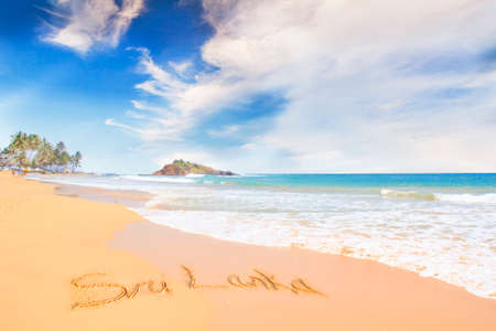 Beautiful view of the tropical beach of Sri Lanka on a sunny dayの写真素材
