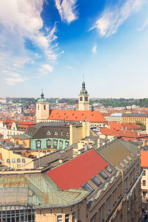 Beautiful view of the Old Town Square, and Tyn Church and St. Petersburg. Vitus Cathedral in Prague, Czech Republicのeditorial素材