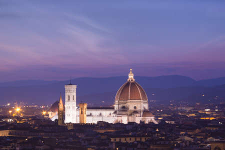 Beautiful view of Santa Maria del Fiore and Giotto's Belltower in Florence, Italy