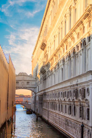 Beautiful view of the Bridge of sighs over one of the Venetian canals in Venice, Italyのeditorial素材