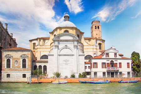 Beautiful view of the Church of San Jeremiah located on the banks of the Canal Grande, on the island of Canaggio in Venice, Italyのeditorial素材