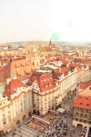 Beautiful view of tiled roofs in Prague's historic district, Czech Republicのeditorial素材