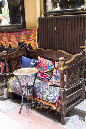 Interior of the famous ancient Al Fishawy cafe at Khan El Khalili market in Cairo, Egypt