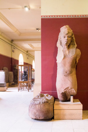 CAIRO, EGYPT - DECEMBER 29, 2021: World-famous ancient exhibits at the Egyptian Museum in Cairo,...