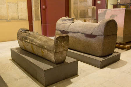 CAIRO, EGYPT - DECEMBER 29, 2021: World-famous ancient exhibits at the Egyptian Museum in Cairo,...