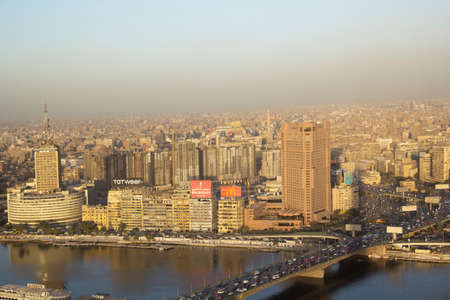 CAIRO, EGYPT - DECEMBER 29, 2021: Beautiful view of the center of Cairo from the Cairo Tower in Cairo, Egyptのeditorial素材