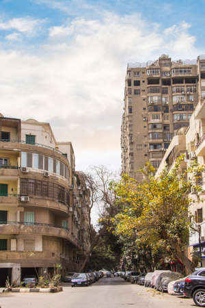 CAIRO, EGYPT - DECEMBER 29, 2021: View of a busy street in the Zamalek district of downtown Cairo in Cairo, Egyptのeditorial素材