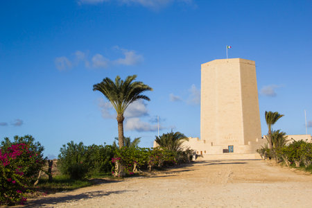 EL ALAMEIN - JANUARY 27: - Beautiful view of the Italian War Memorial in El Alamein, Egyptのeditorial素材