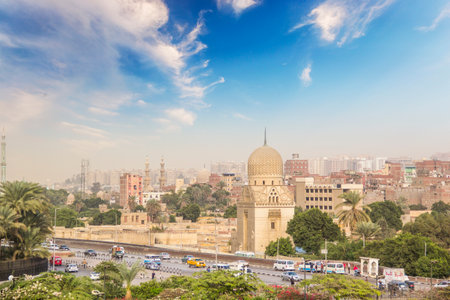 Beautiful view of the old city in the center of Cairo, Egyptの写真素材