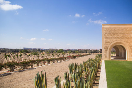 Beautiful view of El Alamein British War Cemetery in El Alamein, Egyptのeditorial素材
