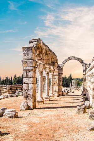 Beautiful view of the ruins of the ancient city of Anjar, Lebanonの写真素材