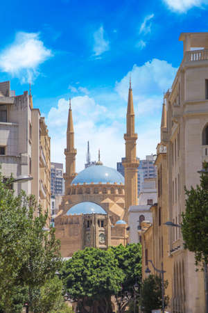 Beautiful view of Mohammad Al-Amin Mosque and Downtown Beirut, Lebanonの写真素材
