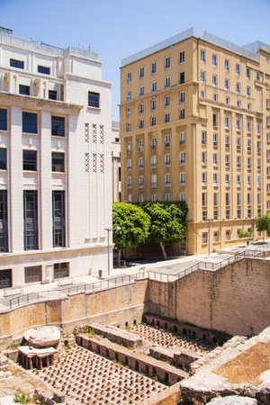 Beautiful view of the Roman Baths next to the Grand Palace in Beirut, Lebanonのeditorial素材