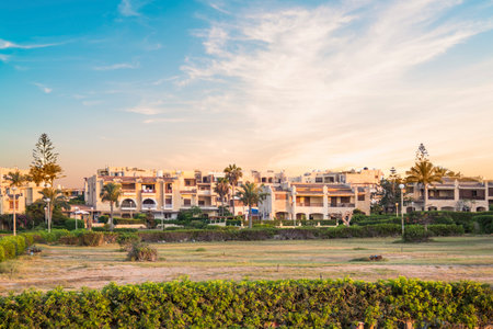 Beautiful view of the residential complex Marina in the center of El Alamein, Egyptの写真素材