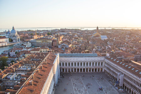 Beautiful view of the Venetian lagoon and Venice, Italyの写真素材