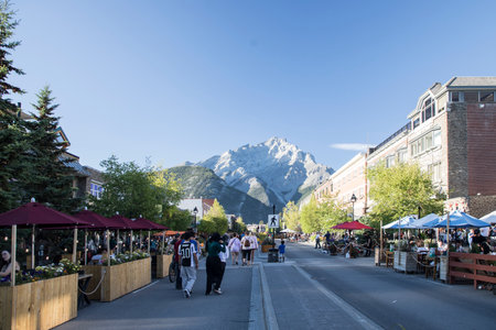 Beautiful view of the streets in Banff, Canadaのeditorial素材