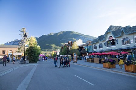 Beautiful view of the streets in Banff, Canadaのeditorial素材