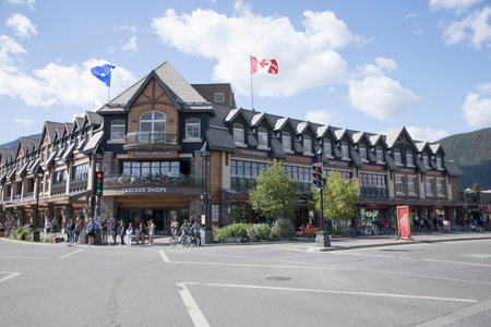 Beautiful view of the streets in Banff, Canadaのeditorial素材