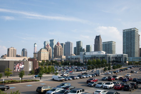 Beautiful view of the street in Downtown Mississauga in Ontario, Canadaのeditorial素材