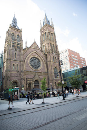 Beautiful view of St. James United Church in Montreal, Canadaのeditorial素材