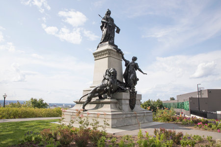 The Queen Victoria Monument overlooking the Rideau Canal in Ottawa, Canada