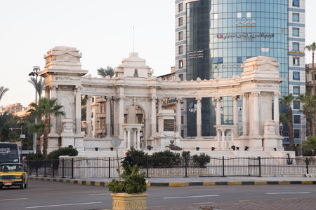 View of the Alexandria Naval Unknown Soldier Memorial in Alexandria, Egyptのeditorial素材